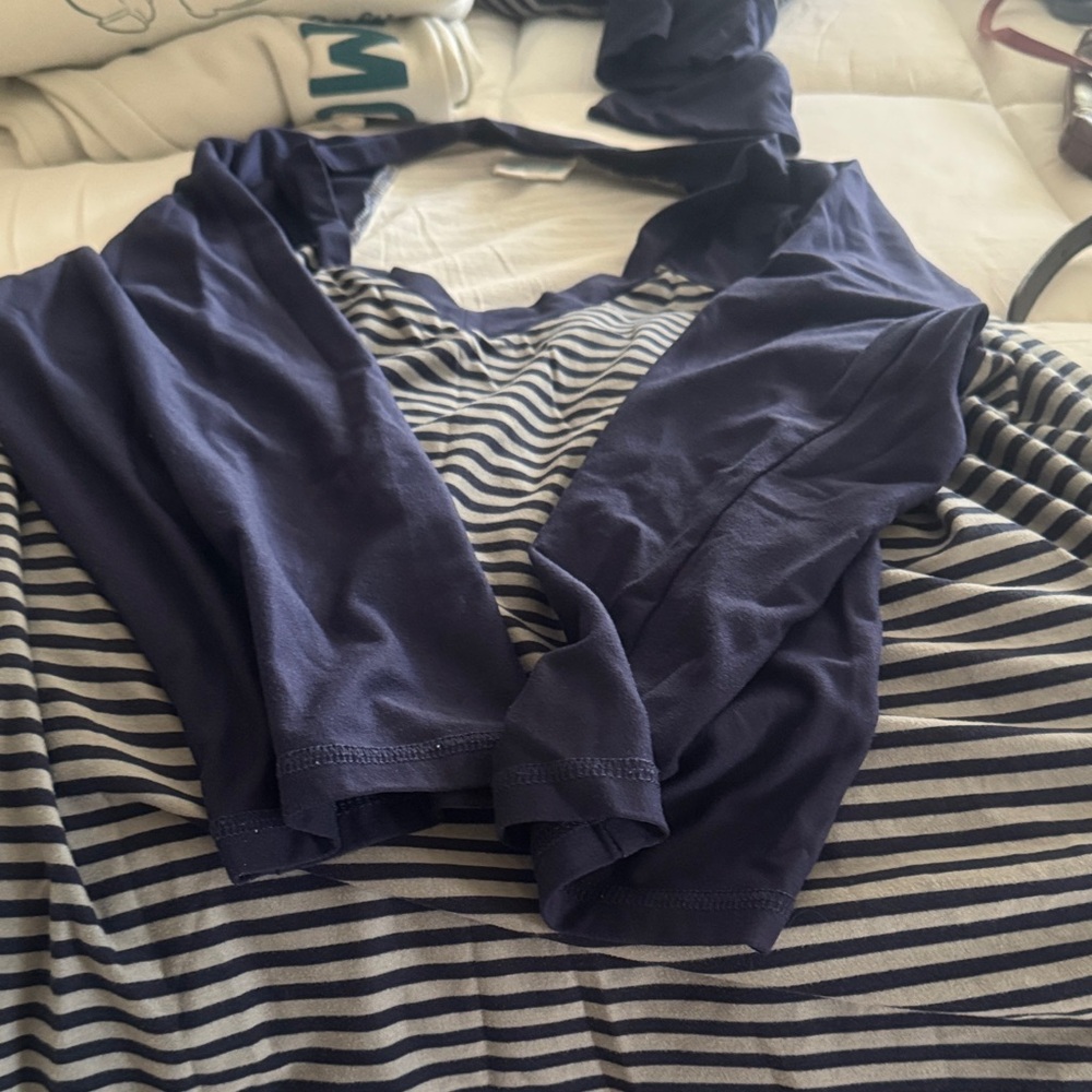 Navy and White Striped Long Sleeve Top